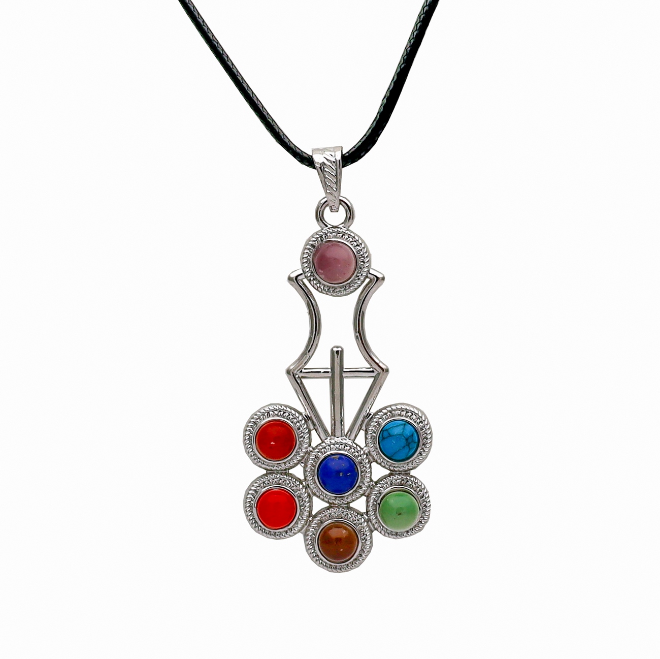 Collar Cuarzo 7 Chakras Siete Mandala Flor + Estuche